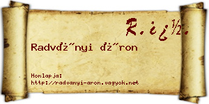 Radványi Áron névjegykártya