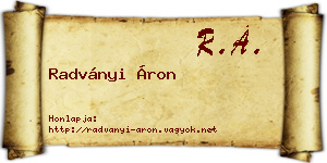 Radványi Áron névjegykártya